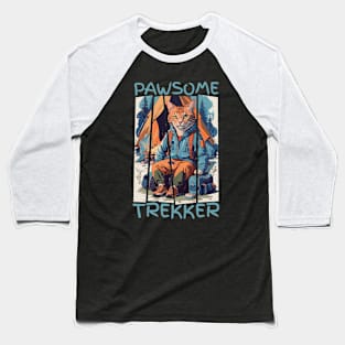 Pawsome Trekker Cat Baseball T-Shirt